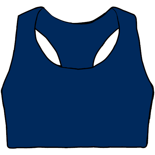 a dark blue sports bra. 